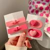 4 Paar rosa Blumen-Love-Haarspangen, süße Mädchen-Herzschleife