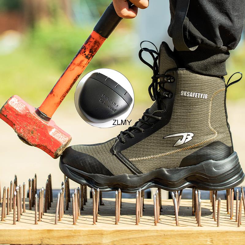 High Top Men Safety Shoes Lightweight Steel Toe Sneakers Work Boots Male Construction Protective Footwear
