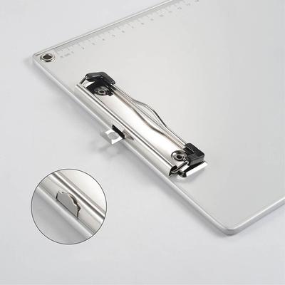 Aluminum Alloy Antislip File Hardboard Portable Writing Board with Centimeter Scales Silvery Simple Creative Stationery Supplies