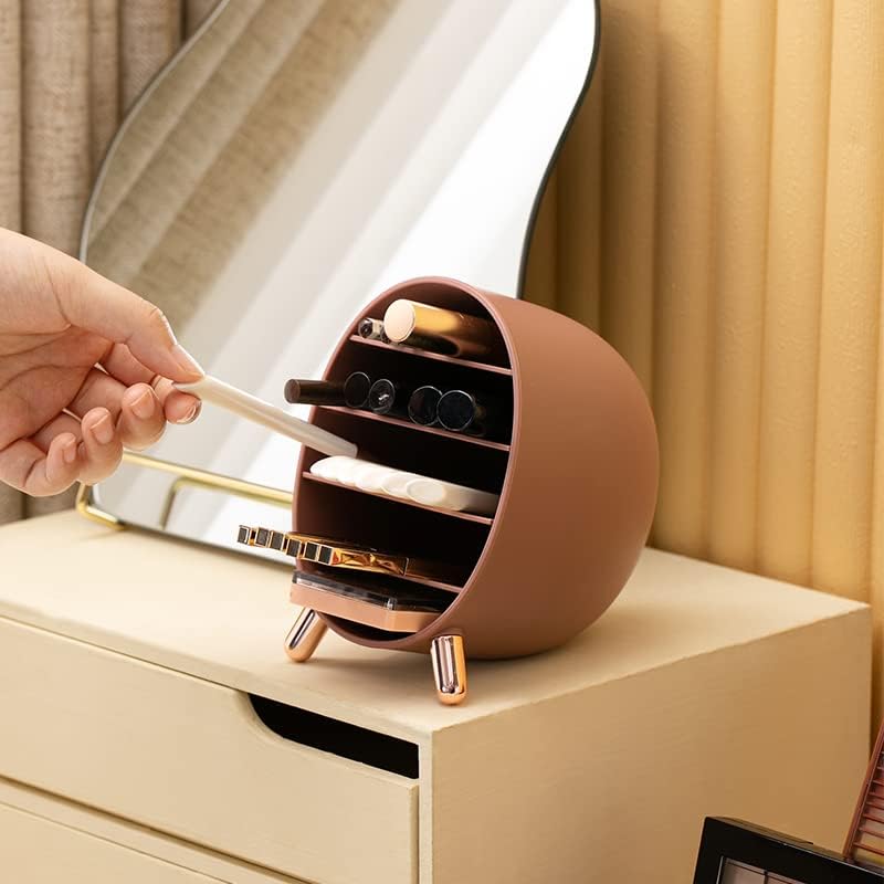 Dressing table Storage Box Desktop Hanger Rack Cosmetics Table Storage for Lipstick, Eyebrow Pencil, Brush, Stationery storage (Cameo Brown)