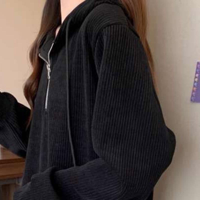 Sweatshirt for Women Cotton OversizeLoose-Fit Hooded Spring Autumn Loose V-Neck Casual Pullover Long Sleeve Top Sweatshirt