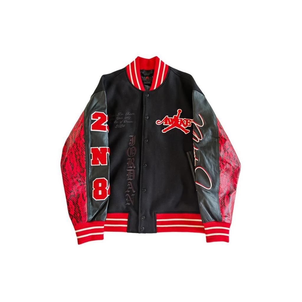 Jordan X Awake NY Varsity Jacket (Asia Sizing) University Red/Black Unisex Streetwear FQ5440-657