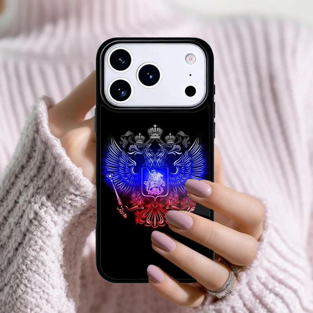 Russian Coat of Arms Phone Case For Apple iPhone 17 Air 16E 15 14 Plus 13 12 11 Pro Max Mini Funda Cover