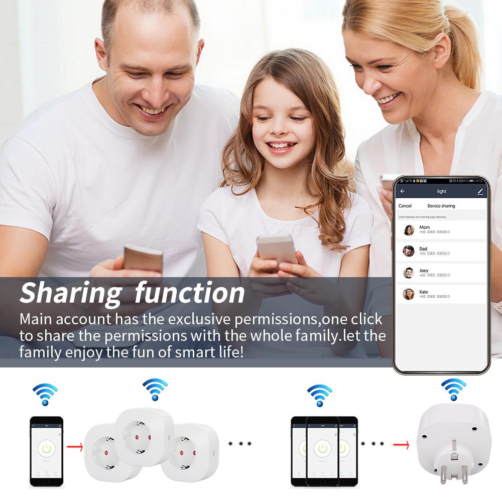 Sixwgh Wifi Priză EU Tuya Smart Home Automation Funcție de temporizator Prize electrice Alexa Voice Rele Control Priză inteligentă