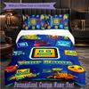 Personalized 3Pcs Bedding SetGeometry Dash Custom Text Duvet Cover Pillowcase Set Bedroom Gift