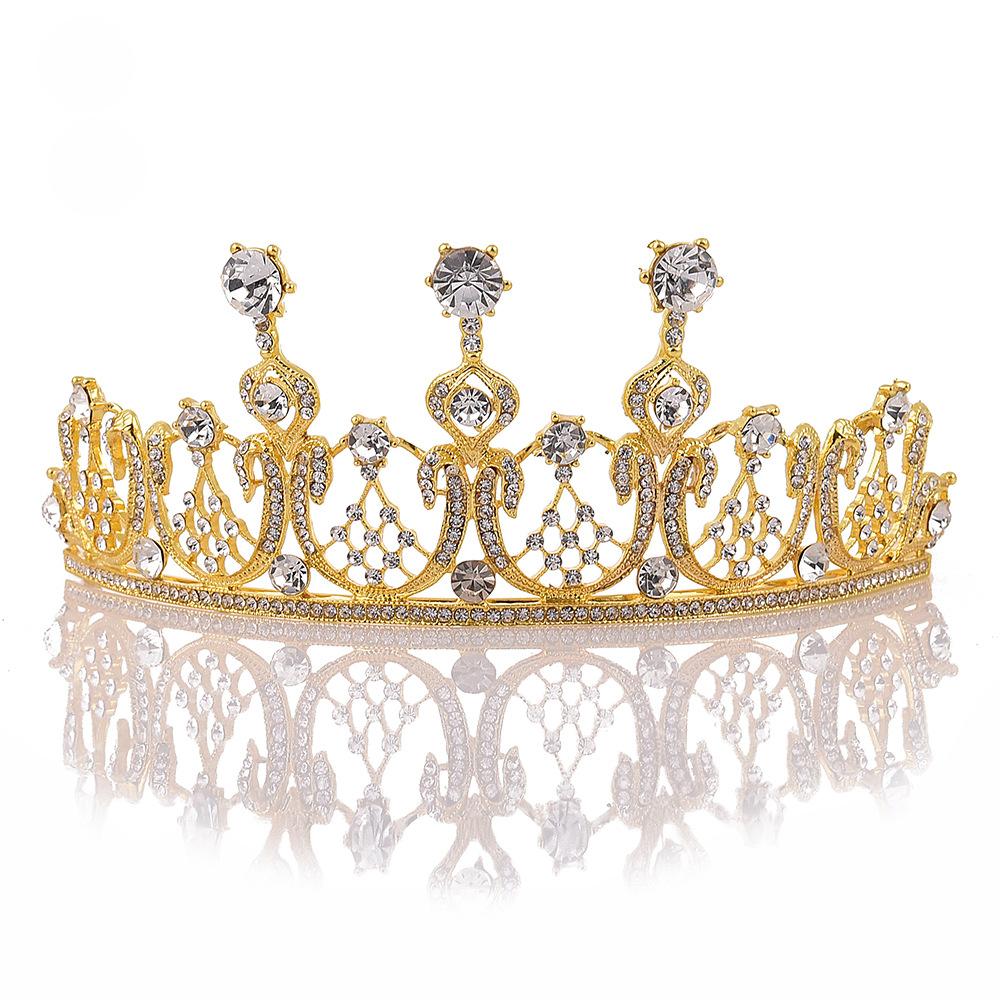 

Европейская свадебная тиара со стразами, аксессуары для свадебного платья, универсальный ободок с короной, свадебные украшения