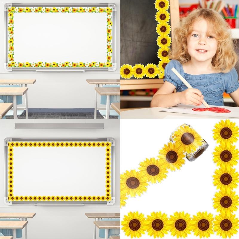 10m Bulletin Board Borders Flowers Classroom Blackboards Flowers Border Trim Decoration for Poster Boards Decoration