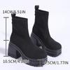 Fashion Aphixta Black Cotton Fabric Breathable Ankle Boots Women High Heel Platform Lady Footwear Shoes Elastoc Women Sock Boots