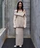 GRIDAJ Mohair Off-Shoulder Loose Fit Pullover_Beige
