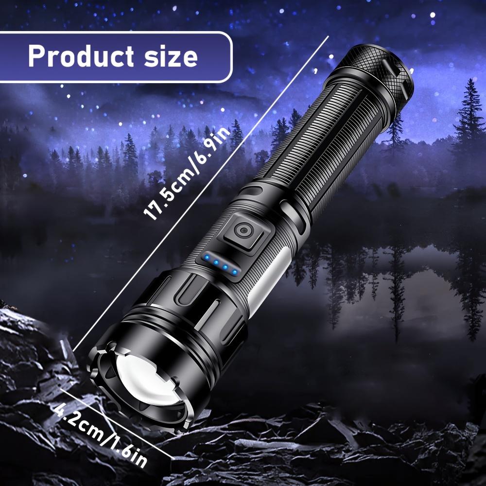 Upgraded Rechargeable LED Flashlight with High Brightness Side Lights and Tail Magnet Zoom Function,essential for Emergency, Camping,hiking Trips