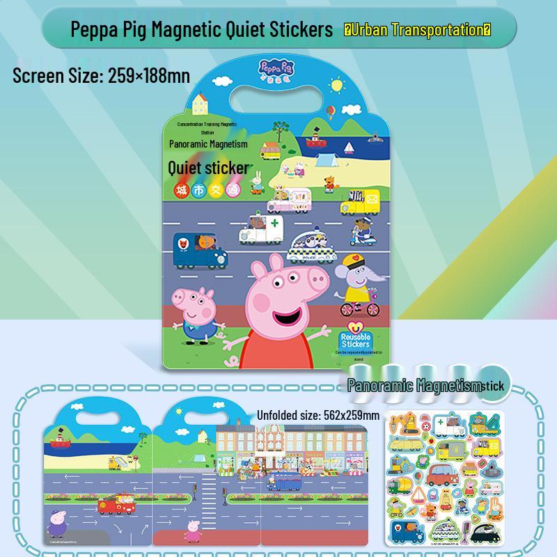 Peppa Pig Magnetic Sticker Quiet Book for Kids 3-6 Years – DIY Handmade Sticker Toy for Boys & Girls