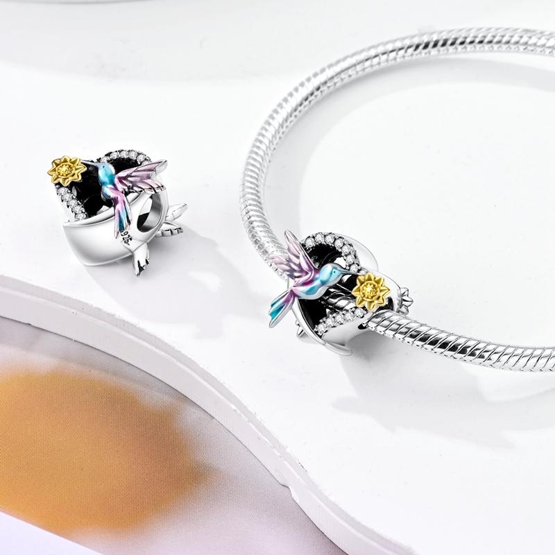 925 Sterling Silver Travel Charms Owl Butterfly Bead Lovely Colorful Pet Pendant Fit Original New Bracelet Diy Women Jewelry