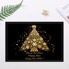 Black and Gold Linen Placemats Christmas Snowman Reindeer Design Print Insulating Placemats Kitchen Tableware Decorative Mats
