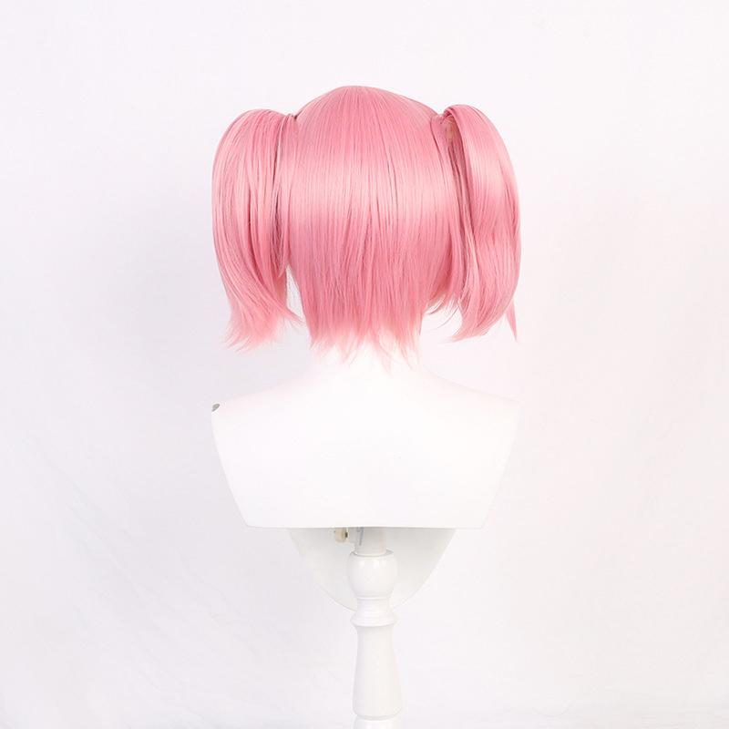 Madoka Kaname Cosplay Wig High Quality Pink Short Clip Ponytails Hair Party Anime Puella Magi Madoka Magica Cosplay Wigs