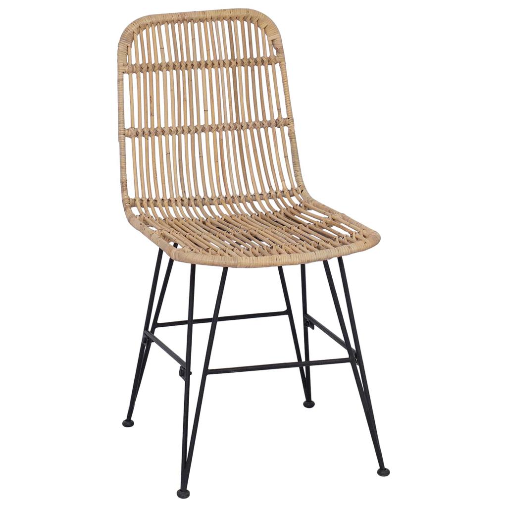 Dining Chair 2 Pcs Natural 41 X 55 X 85 Cm Rattan and Steel