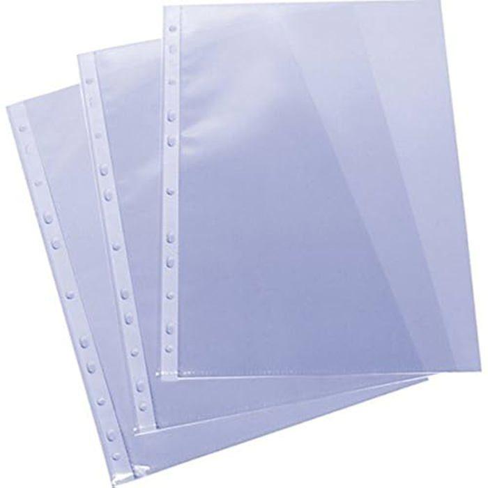 100 Pochettes Grafoplas PP Extra Jauge de Folio 16 trous renforcés