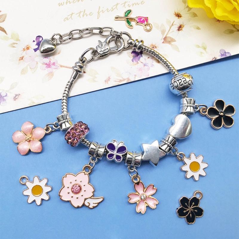 Set of 60 Flower Charm DIY Oil Drop Pendants Jewelry Making Supplies Alloy Material Perfect for Earrings and Necklaces