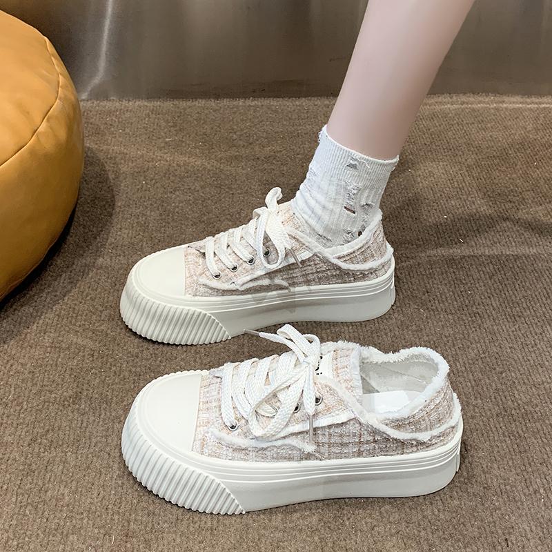 New Fashion Women's Thick Slippers with Baotou Women's Summer Outfit Spring and Autumn Slip-on White Canvas Shoes Zapatos Mujer