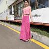 2025 Summer Floral Cotton-Silk Midi Skirt: Slimming, Thin Rayon Cardigan, Long Cake Skirt for Women.