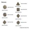 7 Pcs Yellow Meteor Hammer Metal Dice Solid Metal Polyhedral Dice Set Suitable For Role-Playing Dice PropBoard Game Gift