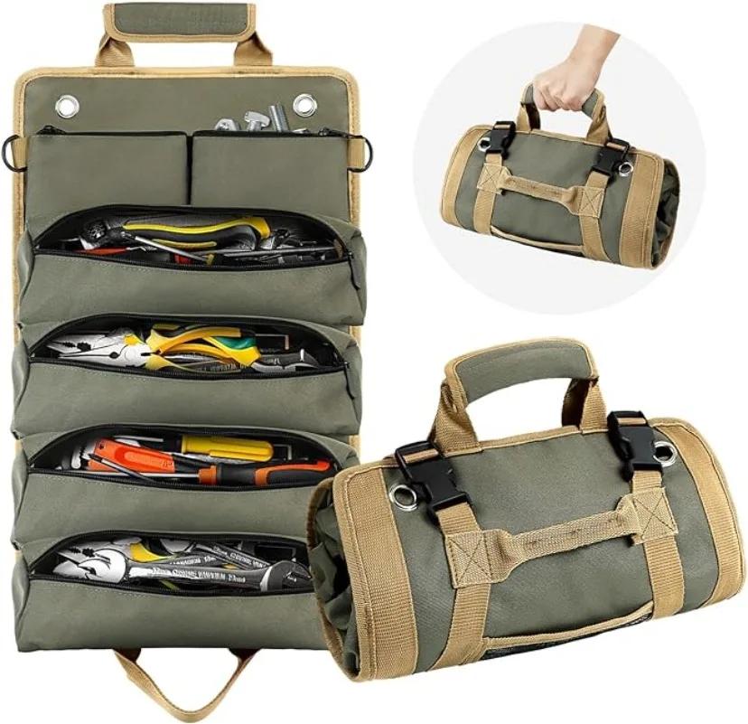Tool Roll Bag Organizers Electrician Kit Roll-Type Easy Carry Storage Hanging Bag Vehicle-Mounted Multifunctional Hardware Gift