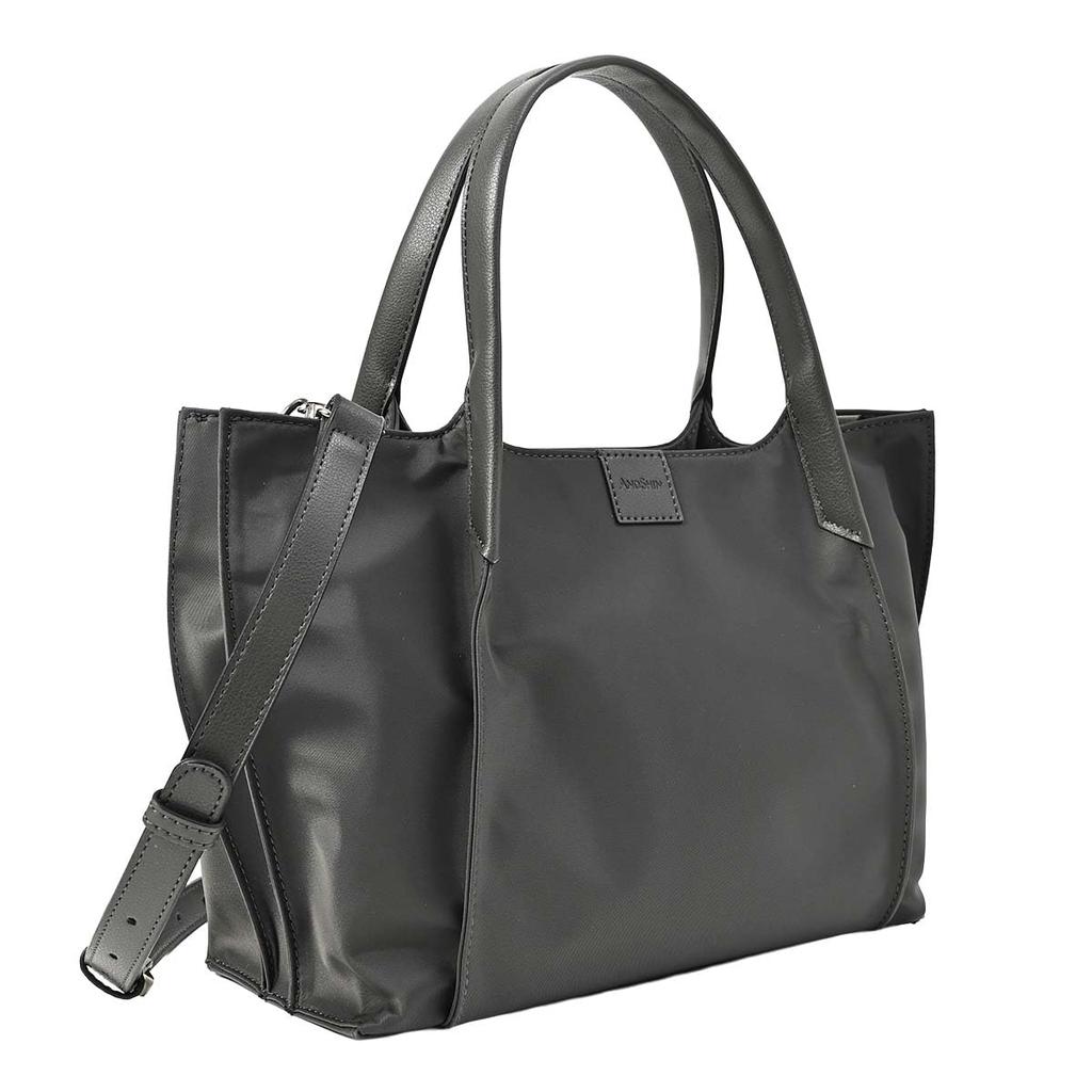 ANDSHIN Women's Lightweight Water-Repellent Nylon Handbag, 2-Way Bag, N0002 (N Gray)
