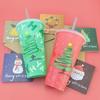 24oz Capacity Color Changing Cup With Straws With Lids Iced Coffee Cup Reusable Plastic Material Cold Drink Cup Christmas Party
