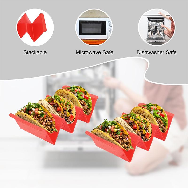 Colorful Taco Holder Stands Set of 6 Premium Large Taco Tray Plates Hold Up To 3 or 2 Tacos Each Kitchen Taco Shell Holder JT507