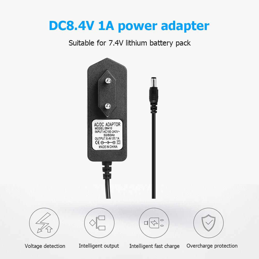 Power Supply Charger 8.4V 1A Battery Charger Power Adapter Short Current Protection for 7.4V Lithium Battery Pack