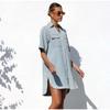 Spring Summer Denim Shirt Dress 2025 Women's Casual Loose Single Breasted Dress Simple Retro Commuter Female Office Denim Short Dresses