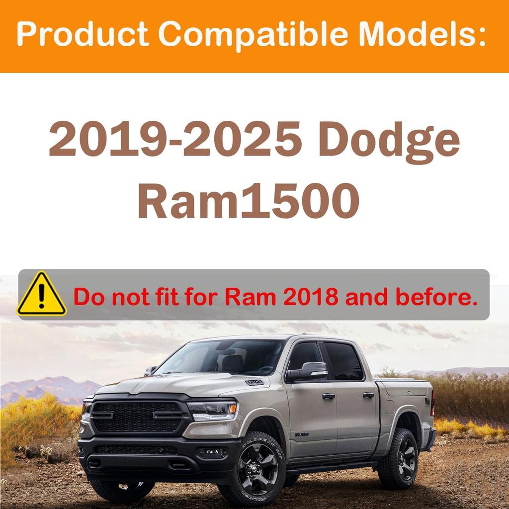 Ram 1500 Bed Rail Caps Covers, Stake Pocket Compatible with Dodge Ram -2024 2025Truck Tonneau Covers Accessories(Set of 2) (Black)