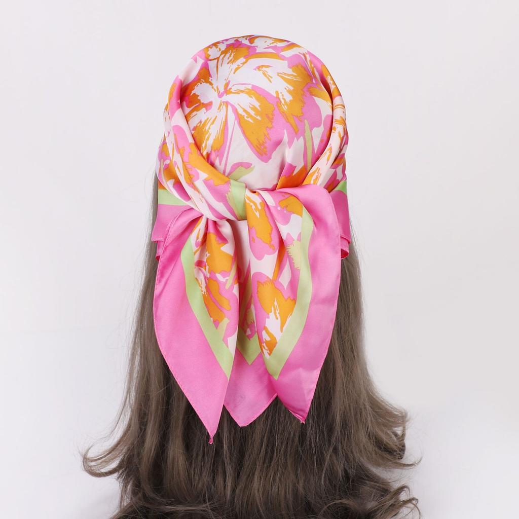 Luxury Print Square Silk Scarfs For Women Decorate Neck Ties Fashion 70*70Cm Kerchief Lady Summer Beach Hijab Female Neckerchief