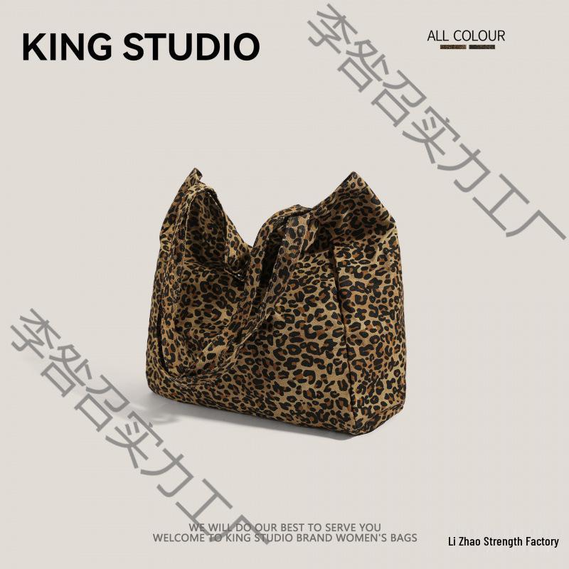 Leopard Print Canvas Shoulder Bag for Women - 2025 Trendy Large Capacity Tote