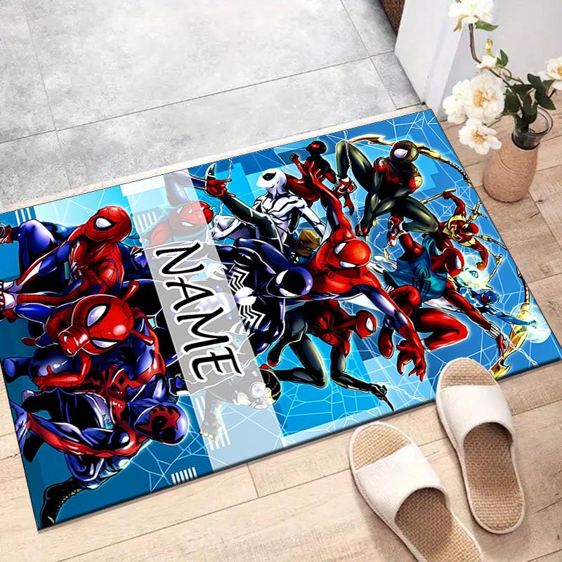Custom Spider Man Mat Personalized Name, Polyester Washable Indoor Entryway Rug, Gift for Christmas, Easter, Thanksgiving Day