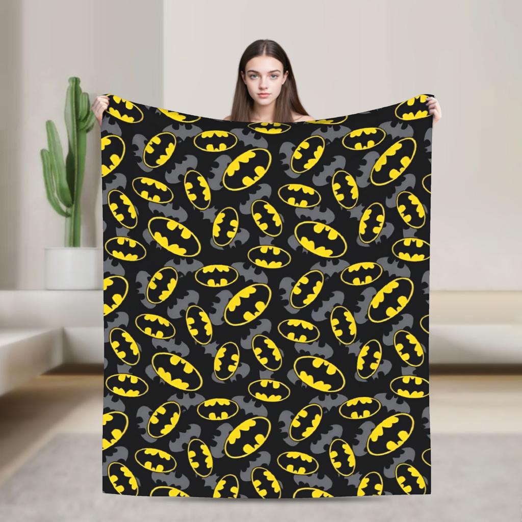 Batmans Graffiti Knitted Blankets Flannel Super Warm Throw Blanket for Bedroom Sofa Bed Rug