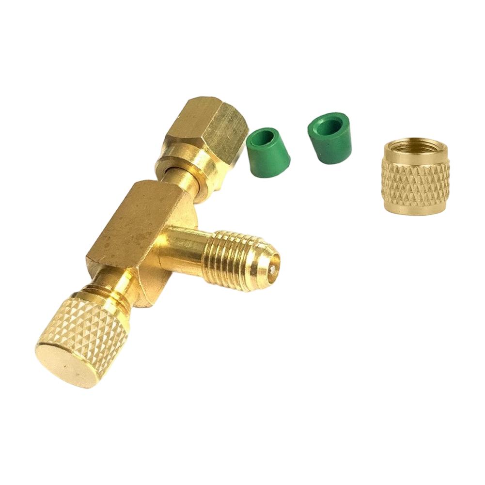 1/4 SAE Flared Tee Adapter with Rotary Joint and 1/4 External Thread Flared End for HVAC Manifold Hose and Diagnostic Tool Use