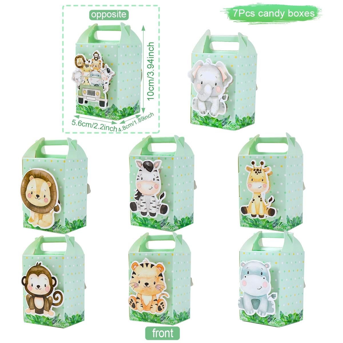 

Переносная коробка для конфет Jungle Animal, подарочная упаковка, пакеты для выпечки печенья, печенья, сафари в джунглях, декор для дня рождения, детский детский душ other