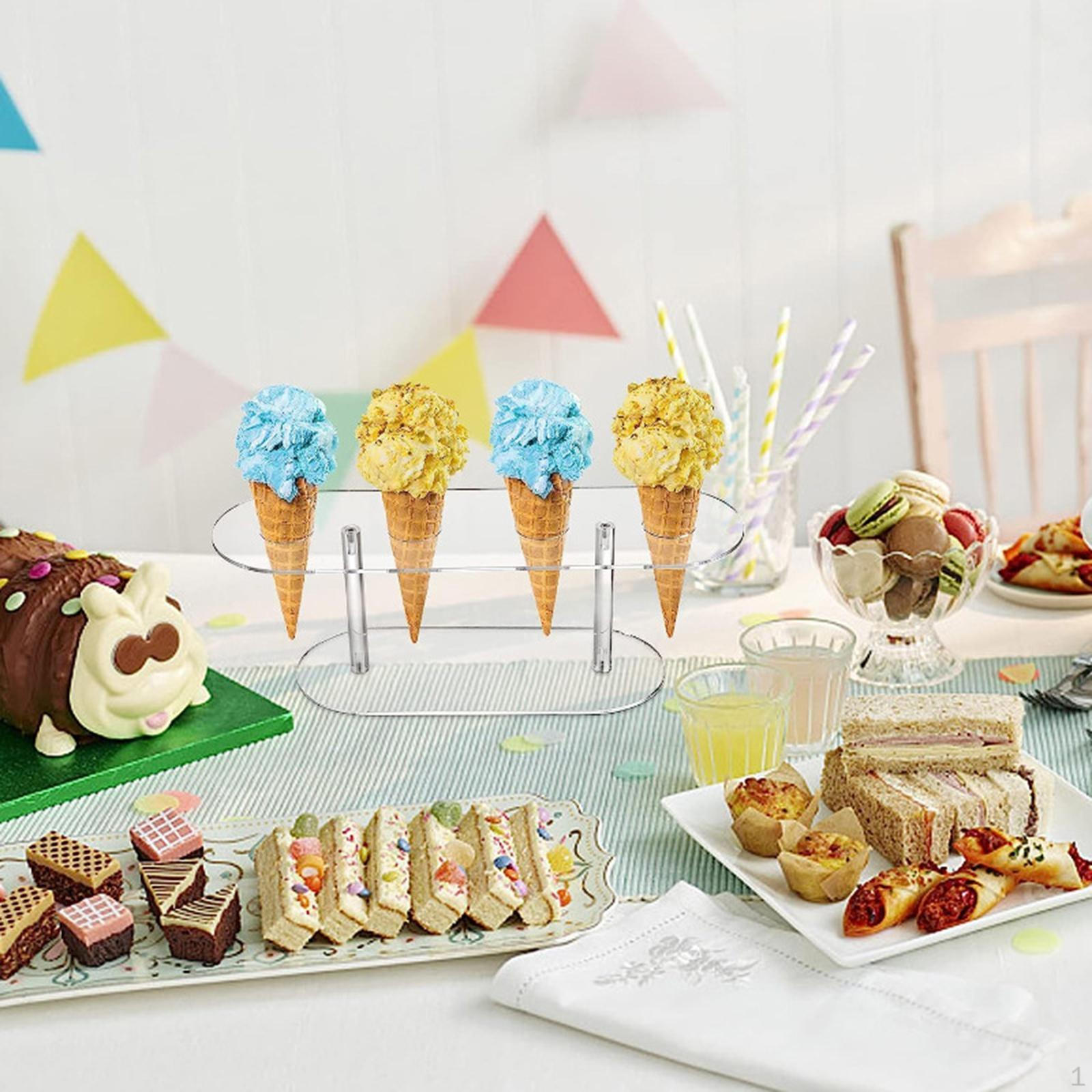 

Акриловая подставка для мороженого в рожке, прозрачная подставка для выпечки кексов, хрустящая трубка для 4 Holes