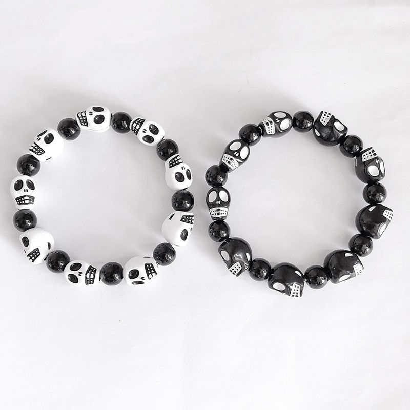 Dark Hip Hop Skull Beaded Bracelet Punk Gothic Retro Couple Bracelet Trend Personality Jewelry