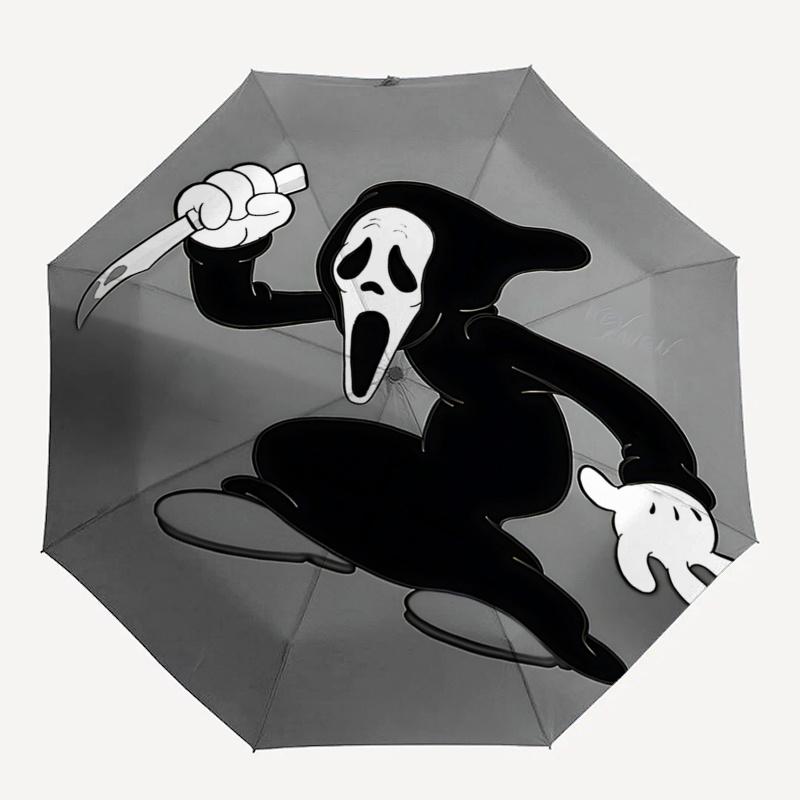 Scream Ghostface Umbrella: Automatic Opening & Closing, Foldable Design, 8-Bone Frame, Outdoor Use, Perfect Gift for Fans and Travelers01042