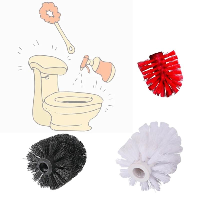 Replacement Wc Plastic Bathroom Cleaning Toilet Brush Head Holder Black White