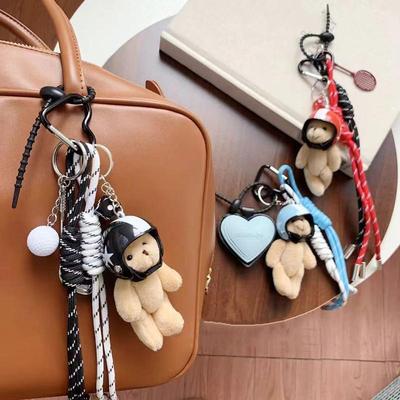 Niedlicher Helmbär-Taschenanhänger, gewebtes Seil, Herz, DIY-Taschenzubehör, Handtaschen-Hängerucksack-Anhänger