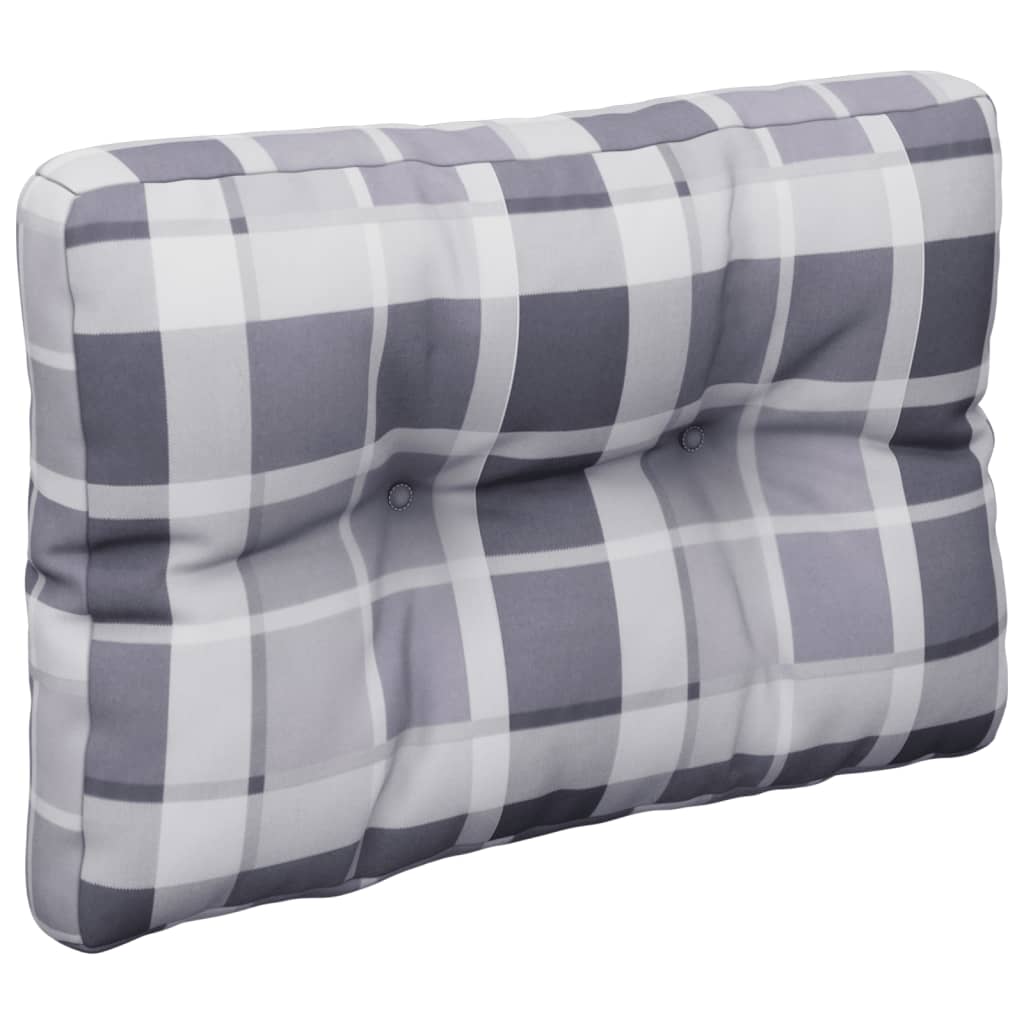 Grey Checkered Pallet Cushion 50 X 40 X 12 Cm Fabric
