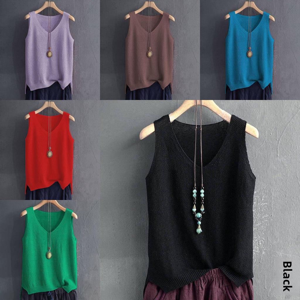 Summer Womens Loose Knit Tank Top With Ice Silk Fabric For Casual Wear