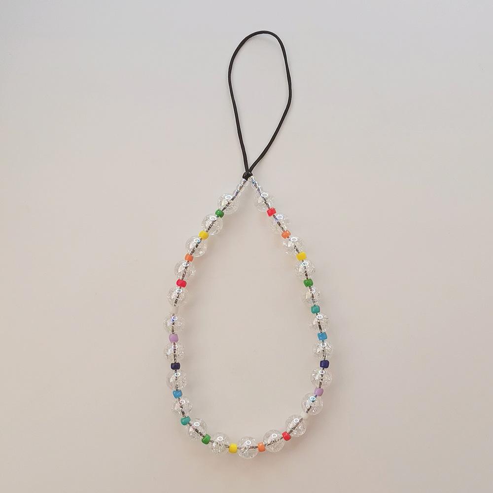 

INS wind transparent acrylic beads colored rice beads anti-lost hand carry fashion chain short mobile phone chain