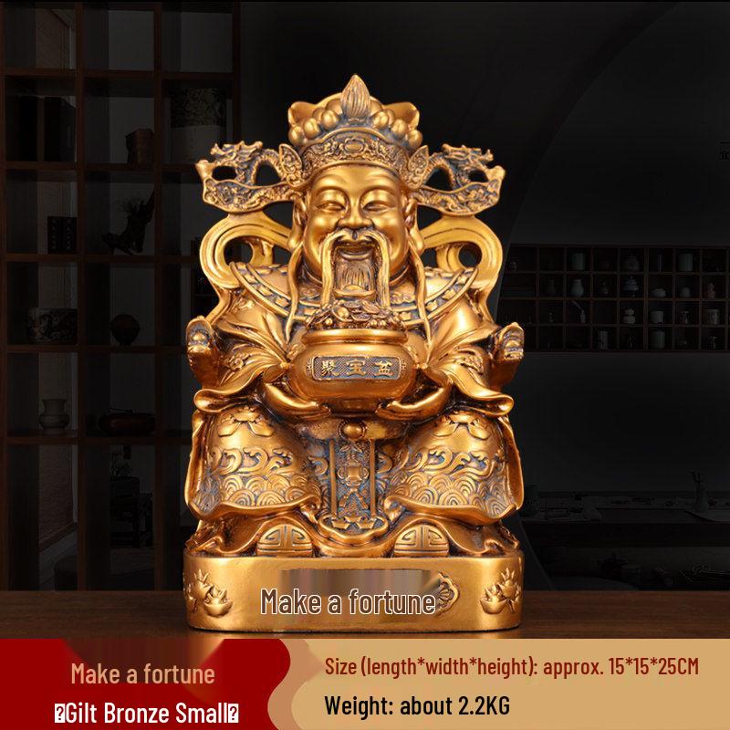 Large Bronze Five Gods of Wealth Figurine for Home or Office Worship