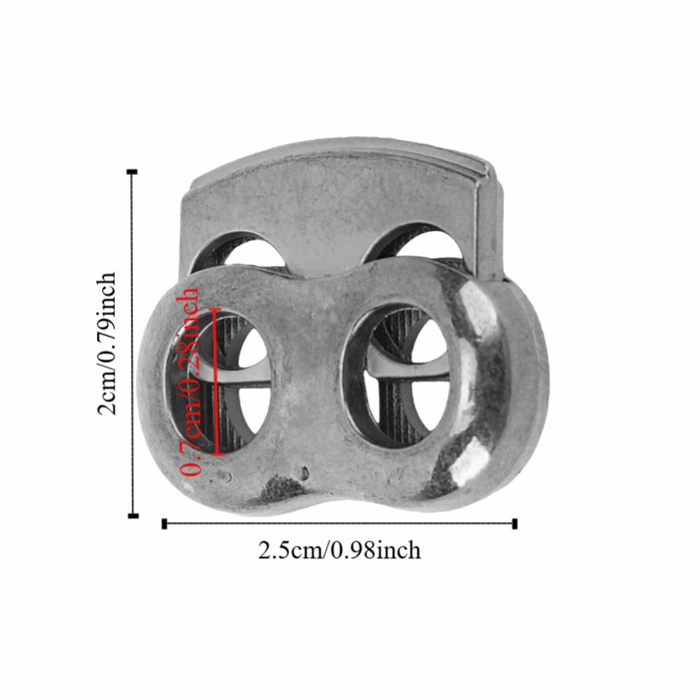 10 Pcs Durable Zinc Alloy Cord Lock Stopper Round Shape Two Holes Cord Locks Locking End Tightener Shoelaces