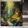 Fantasy Forest Shower Curtain Fairy Magical Enchanted Forest Waterfall Butterfly Garden Wonderland Nature Fabric Bathroom Decor