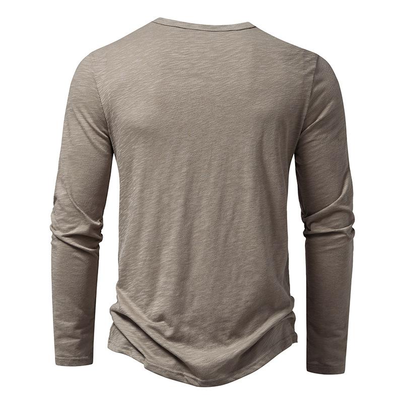 Men Fall Henley Neck Long Sleeve Casual Shirt