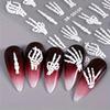 Halloween 5D Embossed Skull Hand Nail Art Stickers - Self-Adhesive, Sparkle Finish, DIY Manicure Decals for Festive Nail Designs